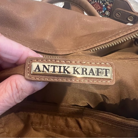 Antik Kraft Brown Two-Way Bag Backpack/Shoulder with Embroidered Strap - Picture 10 of 13